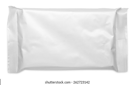 Blank plastic pouch food packaging isolated on white background
