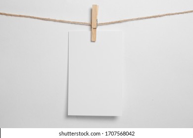 Blank Polaroid Photo Frame With Soft Shadows And Scotch Tape Isolated On White Paper Background As Template For Graphic Designers Presentations, Portfolios Etc.