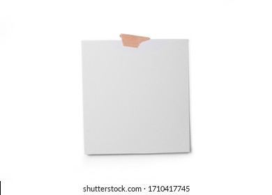 Blank Polaroid Photo Frame With Soft Shadows And Scotch Tape Isolated On White Paper Background As Template For Graphic Designers Presentations, Portfolios Etc.