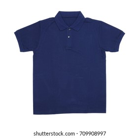 Blank Polo Shirt Color Navy Front View On White Background