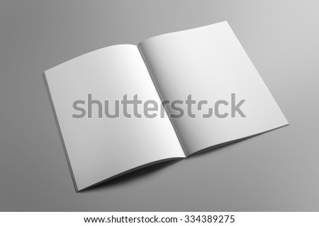 Blank portrait A4, US-Letter, brochure magazine isolated on gray, with clipping path, changeable background