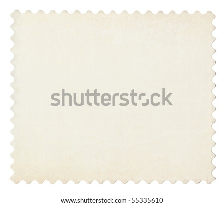 Blank post aged stamp isolated on white. Scanned, With clipping path.