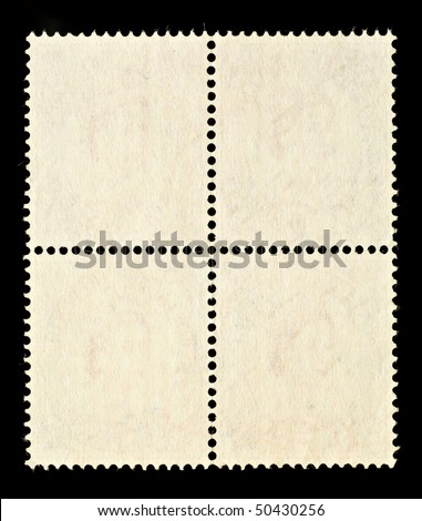 Blank Postage Stamps Block of Four Framed by Black Border
