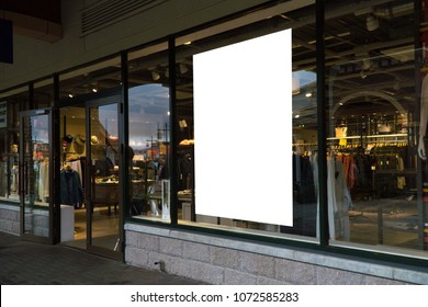 blank poster display mock up template,empty billboard display in front of store.