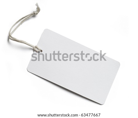 Blank price tag isolated on white with soft shadow, clipping path included