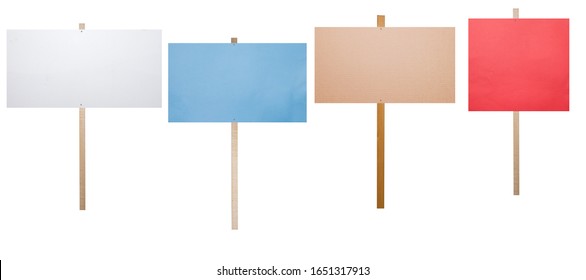 Blank Protest Signs Isolated On White Background