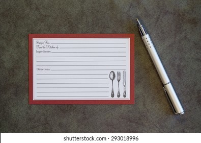 Blank Recipe Card On Deep Green Background