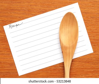 Blank Recipe Card With Wooden Spoon