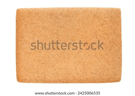 Blank rectangular gingerbread biscuit isolated on white background
