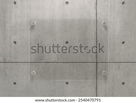Blank rectangular sign  on concrete wall suitable for graphic design projects, urban backgrounds, advertising mockups, and signage concepts.