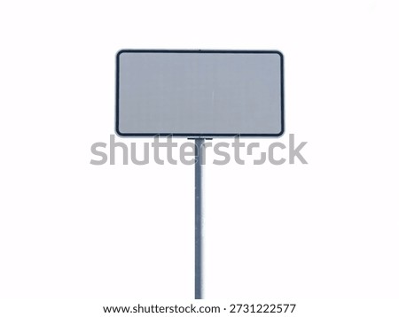 A blank rectangular street sign on a pole against a white background