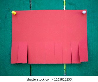 Blank Red Paper With Tear Off Tabs