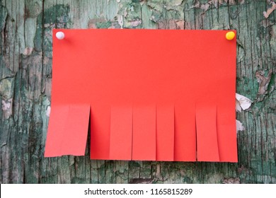 Blank Red Paper With Tear Off Tabs