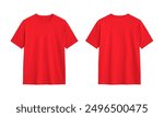 Blank red t shirt front and back mockup, plain cotton tshirt mock up design template. T shirt design template, tee shirt isolated on white background.