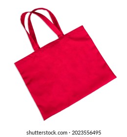 
Blank Red Tote Bag Canvas For Shopping Eco Bag. Isolated Over White Background.