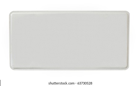 Blank Reflective License Plate Isolated On A White Background