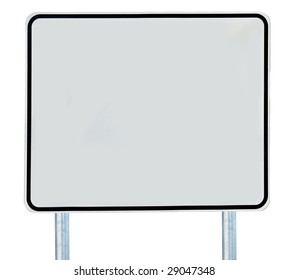 A Blank Road Sign Isolated On White.