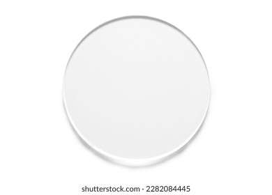 blank round acrylic block isolated on white background