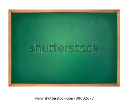 A blank school green board is isolated on a white background. Use it for an education or school concept and add your message.