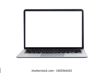 blank screen laptop on isolated white background with clipping path.