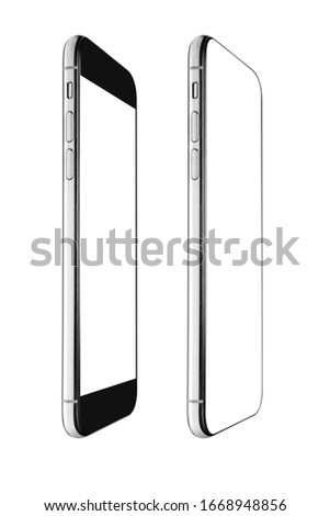 blank screen smartphone mockup isolated with clipping path on white background	