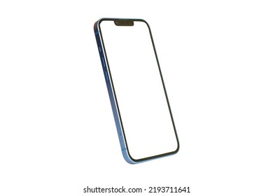 Blank screen smartphone with tilt view isolated on white background with clipping path