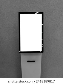 Blank screen, vertical interactive kiosk, information signage, display mockup, monitor mock up on stand