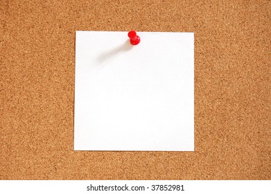 blank sheet paper with copyspace and pin on bulletin board