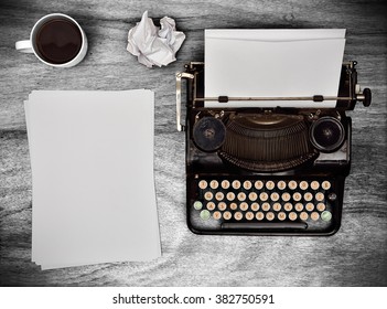 Blank Sheet Of Paper On The Desk Writer, View From Above