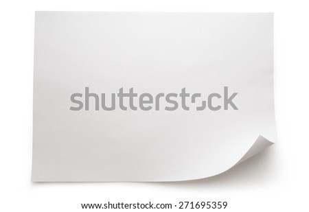 Blank sheet of paper on white background