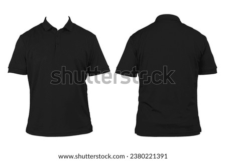 Blank shirt neck mockup template, front and back view, isolated black, plain t-shirt. Mockup. Printable polo shirt design presentation, clipping path. Blank clothing for design.
