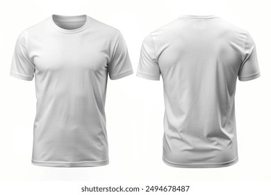 Blank Short sleeve t shirt mockup, grey  T-shirts front and back view, used as design template isolated on white background