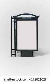 Blank Sign At Bus Stop For Your Advertisement Or Graphic Design