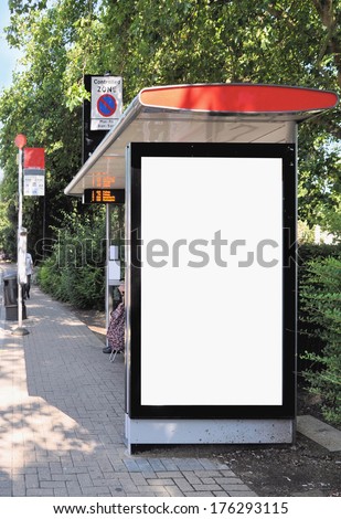 Blank sign at bus stop for your advertisement or graphic design.