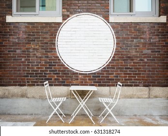 Blank Sign Logo Shop Front Cafe Shop Display Brick Wall Background