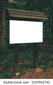 Blank Sign On The Hiking Path In The European Forest