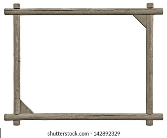Blank Signboard Frame, Isolated Copy Space, Grey Wooden Texture, Grunge Aged Rustic Weathered Empty Textured Gray Wood Framing
