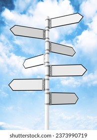 "Blank Signpost, 3d Render" with abstract background