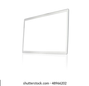 Blank Silver Screen At An Angle With Reflection