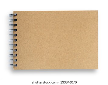 Blank Sketch Book, Covered With Brown Paper, Clipping Path.