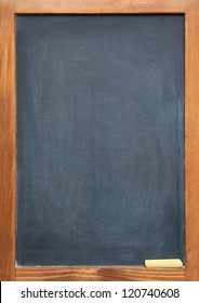 Blank Slightly Dirty Blackboard / Chalkboard With A Wooden Frame