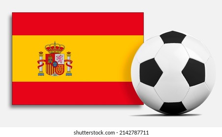 Blank Soccer Ball With Spain National Team Flag.