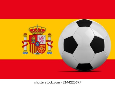 Blank Soccer Ball With Spain National Team Flag.