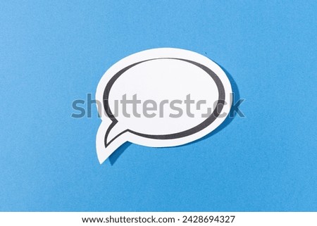 Blank Speech Bubble isolated on blue background. Mock up template