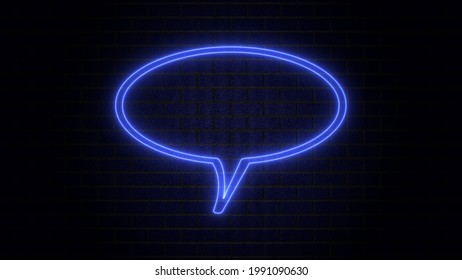 Blank speech bubble in neon style. Neon light, comic speech bubble sign icon. Chat think symbol. Royalty high-quality free stock of glowing neon empty speech bubble frame on dark brick wall background - Powered by Shutterstock