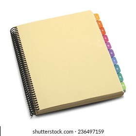 Blank Spiral Bound Manual With Color Tabs Isolated On White Background.