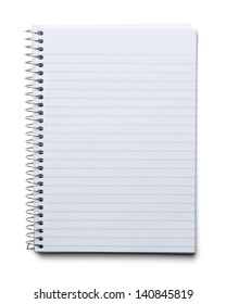 Blank Spiral Notebook With Line Paper Isolated On A White Background.