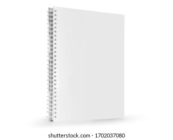 Blank Spiral Notebook Template. Isometric View, On White Background. Realistic Mockups. For Your Mockups.