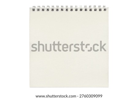 Blank spiral notepad sheet in vertical format on white background