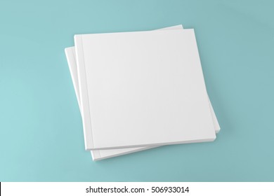 Blank Square Cover Book Template On Colour Background